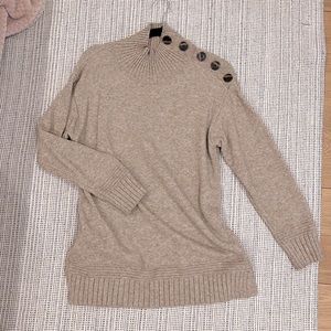 Anthropologie turtleneck tunic sweater in heathered oatmeal light brown - XS